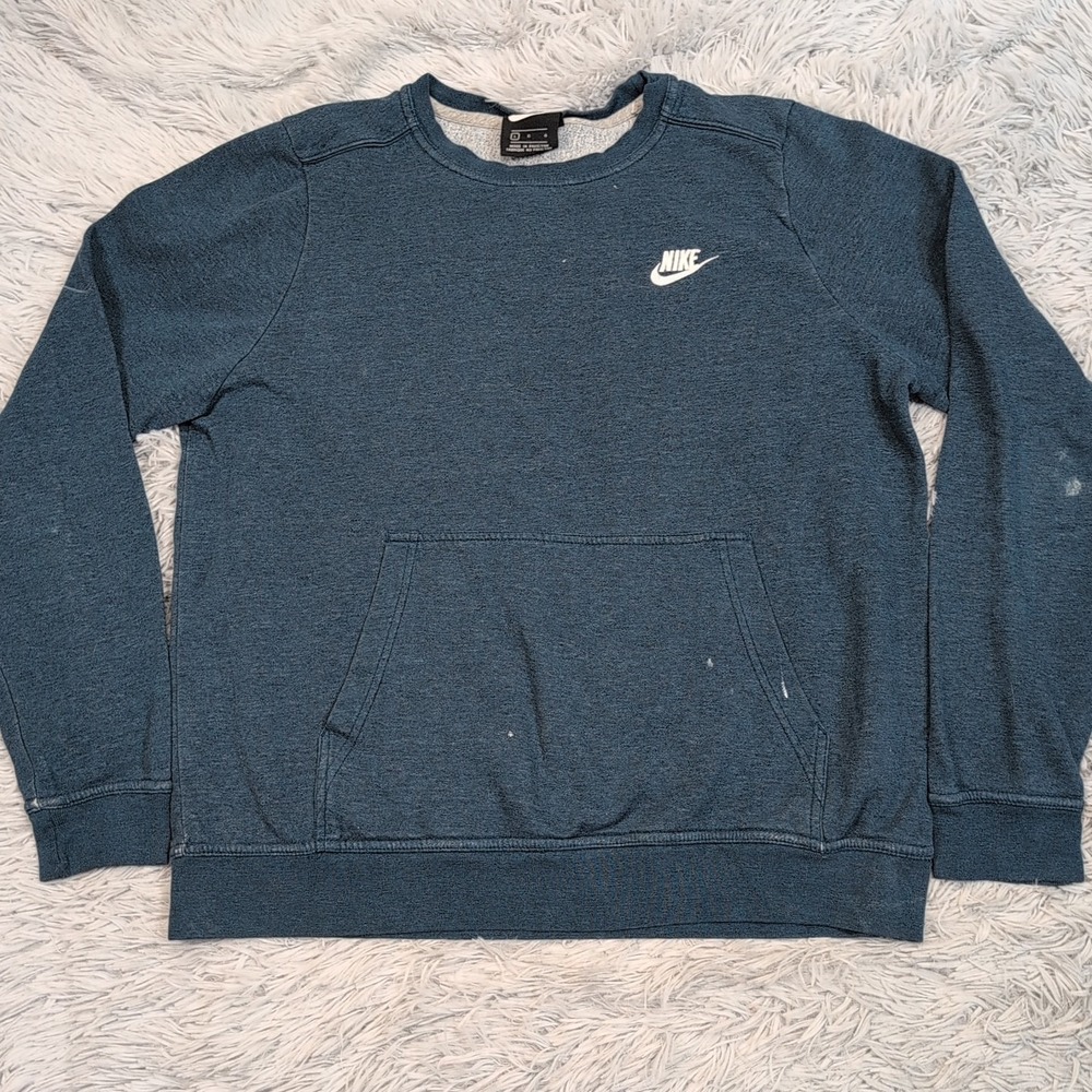 Nike Sweatshirt Womens L Embroidered Swoosh Crew Neck Athletic Work Pocket